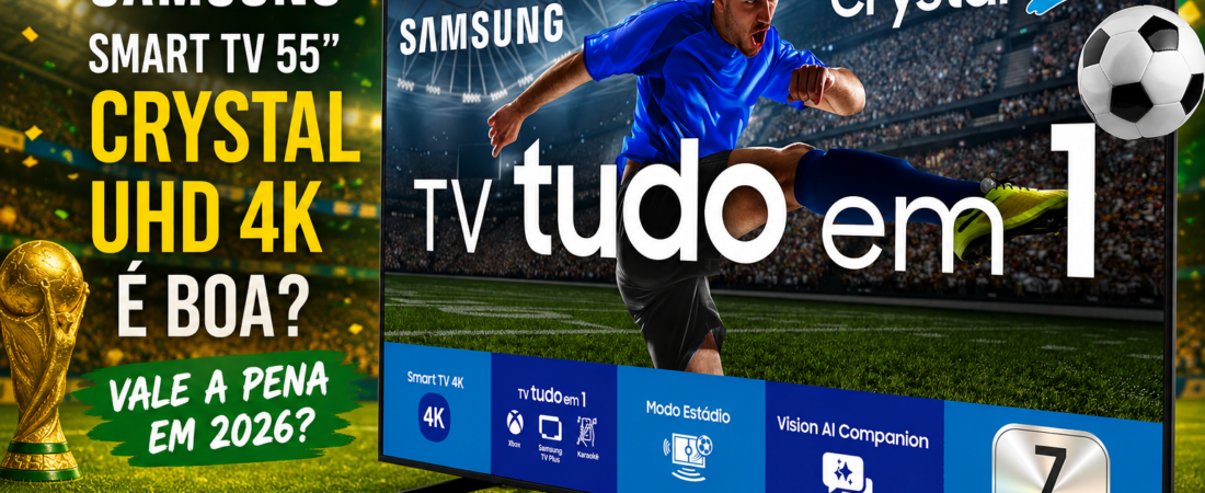 Samsung Smart TV 55″ Crystal UHD 4K é boa? Vale a pena em 2026?